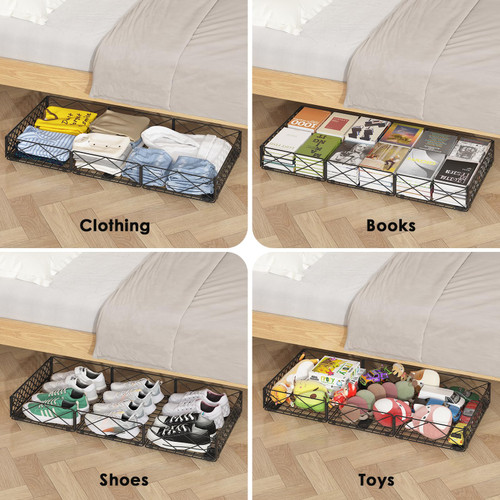 NADAMOO Large Under Bed Storage with Wheels, Low Profile Rolling Under Bed Storage Containers for Bedroom, 2 Packs