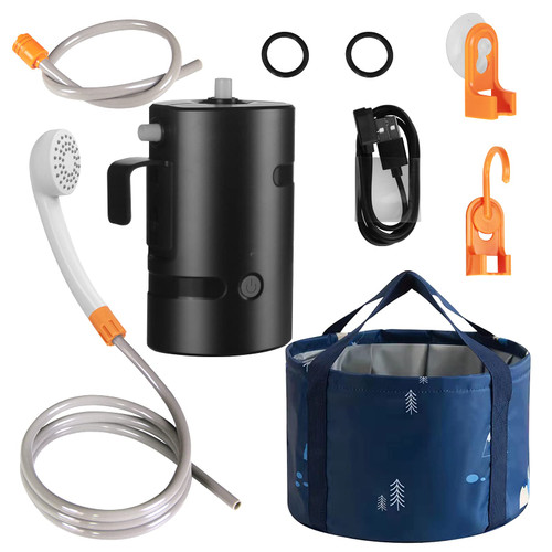 Camping Shower, Built-in 4400mAh, USB Rechargeable IPX7 Waterproof Battery Shower Pump