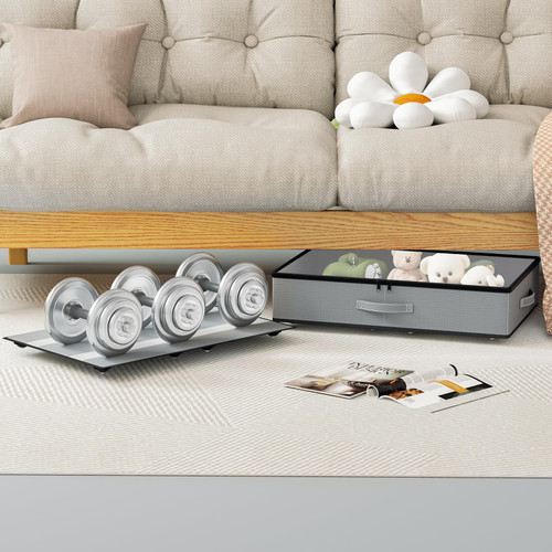 EE-RoomWorld Under Bed Storage with Wheels, No Assemble Required 5.5 inches height grey under bed storage bins