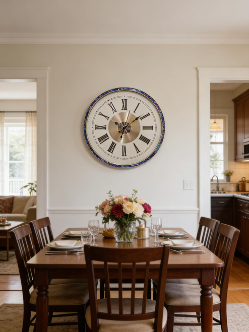 Homestia Large Wall Clock, Non Ticking Silent Battery Operated Clock, Classical Metal Minimalist Roman Numeral Dial, Large Clock Wall for Living Room, Kitchen, Bedroom, Office – Housewarming Gift