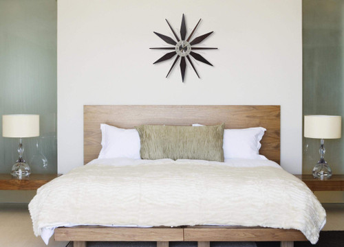 30 inch Wood and Metal Wall Clock, Walnut Dark Wood
