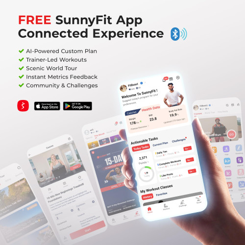 Sunny Health & Fitness 2-in-1 Power Stepper, Medium, 400 lb Weight Capacity, Resistance Bands, Height-Adjustable, Low-Impact Cardio, Bluetooth + SunnyFit App, SF-S021054