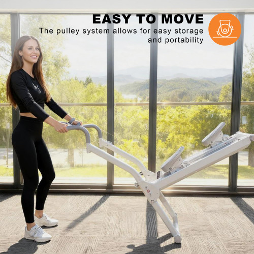 Magnetic Stair Stepper for Home, 16-Level Adjustable Resistance up to 77LBS, 350LBS Capacity, with Cup Holder & Bluetooth APP, Folding Compact Cardio Climber(White)