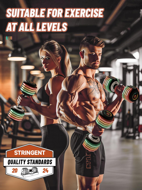 Adjustable Dumbbells Set 12.5LB Pair, 1-Sec Fast Adjustable 5 Free Weights, Premium Comfort Non-slip Metal Handle, Compact Size for Full Body Home Workout (Rainbow)