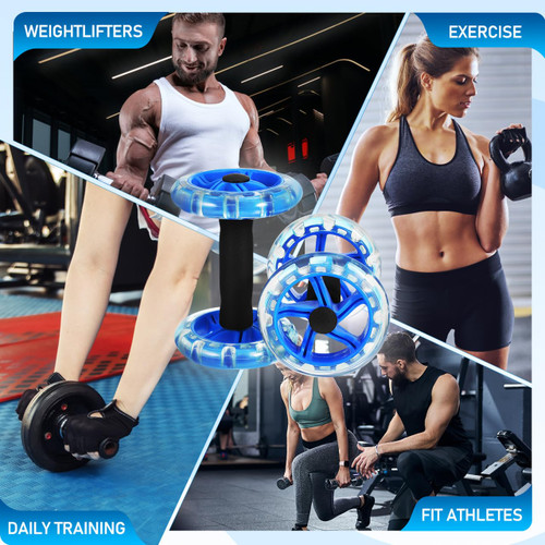 Kisangel 2pcs Ab Roller Wheel, Exercise Abdominal Roller Dumbbell Fitness Dual Wheel for Hand Weights Equipment