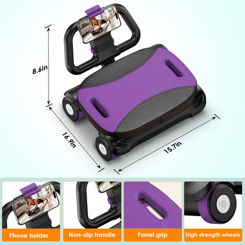 FIAMERMOR 2026 AB Roller Wheel - 4 wheel elbow support abdominal wheel automatic rebound abdominal fat burning weight loss core training equipment home/gym (Purple)