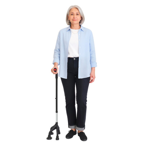 KMINA Quad Crutch for Women and Men (Sturdy 3.3 lbs), 4 Prong Forearm Crutches for Stability and Support, Adjustable and Ergonomic, Patented Design, Made in Europe