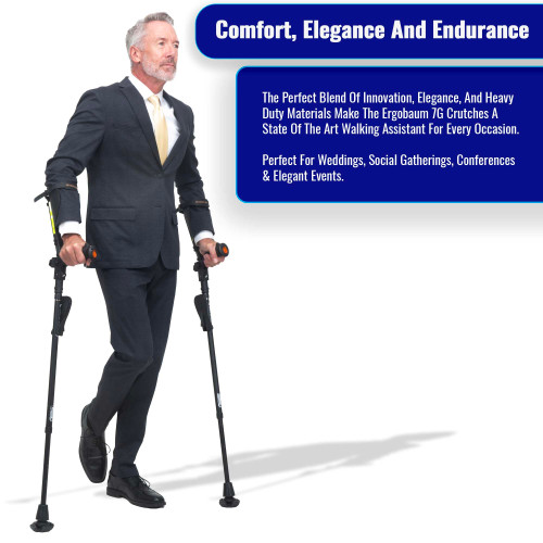 Ergobaum® 7TH Generation Prime by Ergoactives. 1 Pair (2 Units) of Ergonomic Forearm Crutches - Adult 5' - 6'6'' Adjustable (Green)