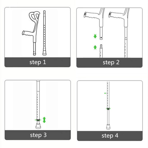 Lightweight Foldable Forearm Crutch, Aluminum Walking Stick,Height Adjustable, Ergonomic Handle with Comfortable Grip 2ZG-02BM (Silver)