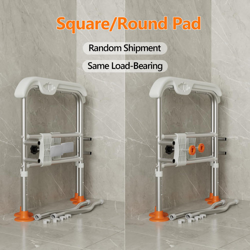 Heavy Duty Toilet Safety Rails for Seniors (665lbs), Adjustable LED Toilet Safety Frame with Handles for Elderly, Foldable Handicap Toilet Aid Support for Most Toilets, Stand Up Assist