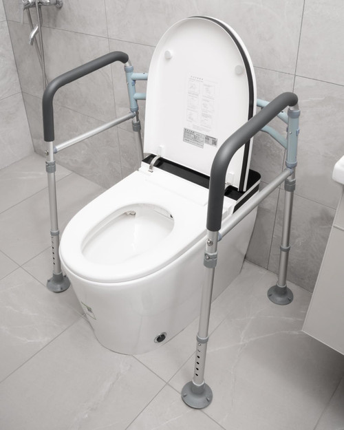 Toilet Safety Rails for Seniors, Adjustable & Foldable Toilet Frame for Elderly and Disabled, Handicap Toilet Handles Fits Any Toilet (350 lb)