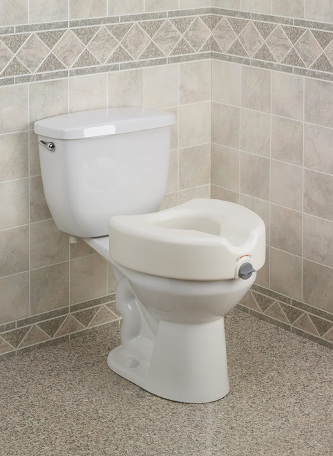 Drive Medical 12014 Premium Raised Toilet Seat with Lock, Elongated Seat, White