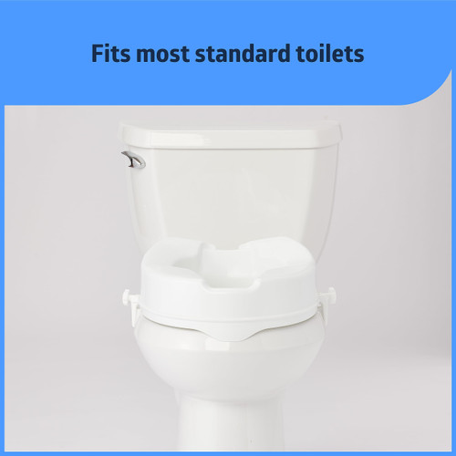 Medline Raised Toilet Seat with Secure Side Locks, 4" Elevation - 250 lbs. Capacity, for Seniors, Elderly, Independent Adults and Disabled Adults - 1 Ct.