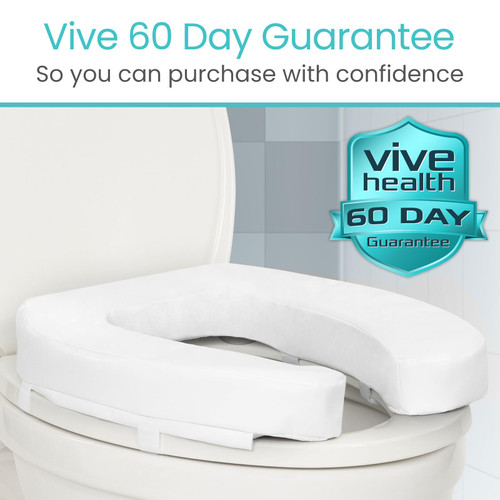Vive Toilet Seat Riser Cushion for Seniors - Universal Fit - Raised Toilet Seat with High-Density Foam for Elongated & Standard - Firm Handle, Cushioned & Padded - Elevated Medical Handicap Lifter