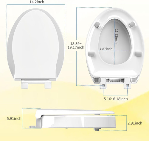 Aünsffer Raised 2.91'' Toilet Seat Elongated, Toilet Seat Riser for Elderly, Soft Close & Quick Release, Oblong 18.5inch Compatible Size, PP Material, 2 Years Support