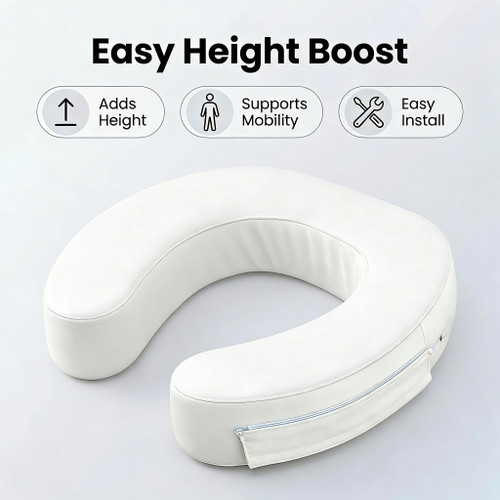 XYRONICA 3" Raised Toilet Seat Cushion, Firm High-Density Foam Toilet Seat Riser, Waterproof Cover, Secure Hook & Loop, Easy-Clean Support, Fits Standard & Elongated Toilets