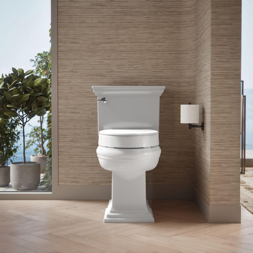 KOHLER 25875-0 Hyten 3" Height, Elevated Soft Close Elongated Toilet Seat, Contoured Seat with Grip-Tight Bumpers, Quick-Attach Hardware, No Slam Toilet Seat, White