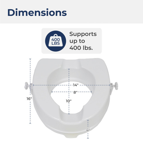Drive Medical Raised Toilet Seat with Lock, Standard Seat, 4"