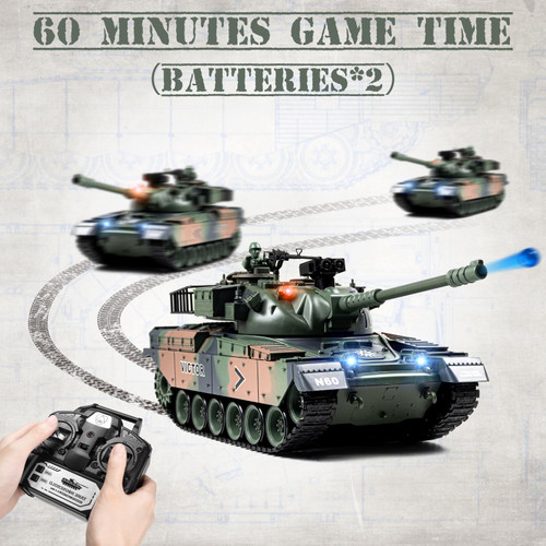 Supdex 1:18 RC Tank, 2.4Ghz US M60 Remote Control Tank Model Toys, 15 Channel Battle Military Toy with Smoke, Light Sound, Volume Switch, Army Toy for Adult and Kid