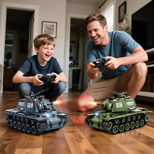 Supdex 1:18 Remote Control Tank, 2.4Ghz Soviet Union KV1 RC Tank Model Toys, 15 Channel Battle Army Toy with Smoke, Light and Sound, Military RC Vehicle for Adult and Kid That Shoot
