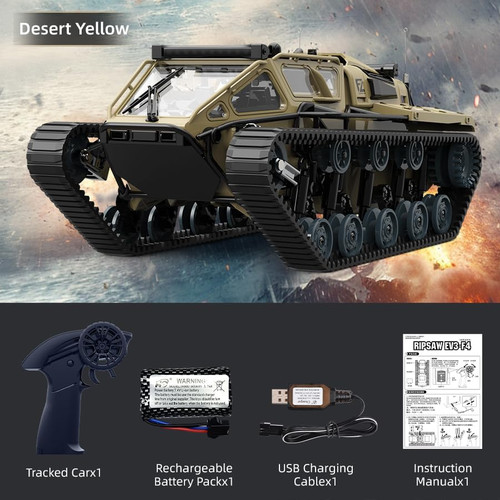 XCRCFUN RC Tank Car, 1:16 Remote Control Crawler 10KM/H High Speed Tank, 2.4Ghz RC Rock Crawler Off-Road 4WD 360°Rotating Drifting Car with 2 Batteries, Military Truck Toy for Kids