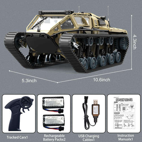Mostop RC Tank Car, 1:16 Scale 2.4Ghz Remote Control Crawler High Speed Tank, Off-Road RC Tracked Vehicles 360°Rotating Drifting Car with 2 Batteries, Military Truck for Kids Adults