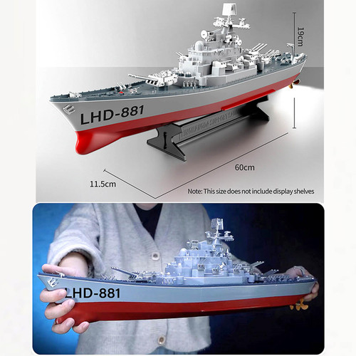 GoolRC Remote Control Warship RC Military Battleship, 1:390 Scale Remote Control Boat for Lakes and Rivers, 2.4GHz RC Armed Cruiser Boat Model with Low Battery Alarm and 2 Batteries for Adults