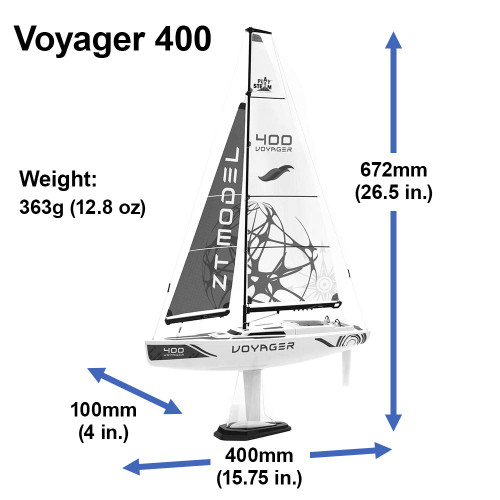PLAYSTEM Voyager 400 RC Controlled Wind Powered Sailboat in Red - 26" Tall