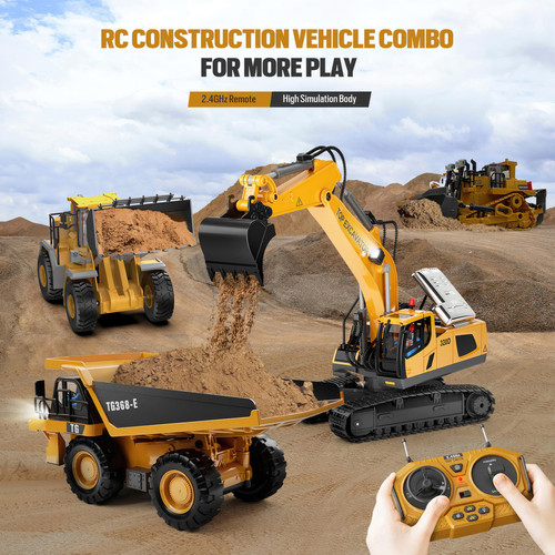 KIDMARKT Metal RC Wheel Loader Toy | 9-Channel Remote Control Construction Truck with Realistic Lights & Sounds, 1:20 Scale Rechargeable Vehicle for Boys Ages 3-12, STEM Engineering Gift for Kids 2025