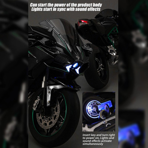 1/6 Scale Alloy Dynamic Motorcycle Model with Ignition System and Smoke Spray, Die-cast Motorcycle Gift for Adult Collectors & Enthusiasts