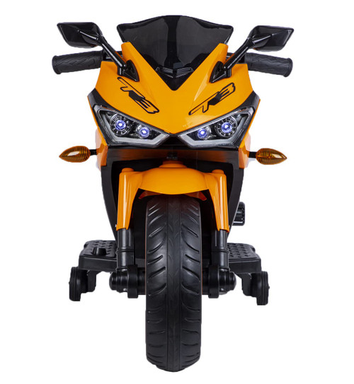 12V Electric Ride On Motorcycle for Kids, Training Wheels, Full Hand Drive Motorbike Toy, Perfect for Boys and Girls (3-8 Yrs) (Orange)