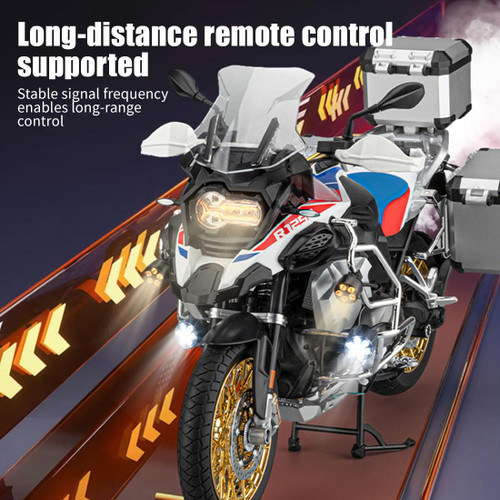 Zerbrikdxy RC Motorcycle Model for Adult, 1/6 Scale R1250GS Dynamic Motorbike Display with Ignition Sound, LED Lights & Spray Effect, Mechanical Model for Collectors Enthusiasts (Black)
