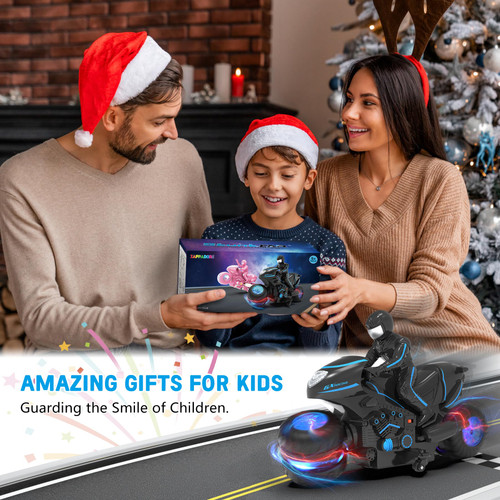 iappadore RC Motorcycle, Remote Control Motorcycle with RGB Wheels Lights - 360-degree Rotations, Drifts, High-Speed, RC Car Dirt Bike Toy for Boys 4-7 8-12 Years Kids