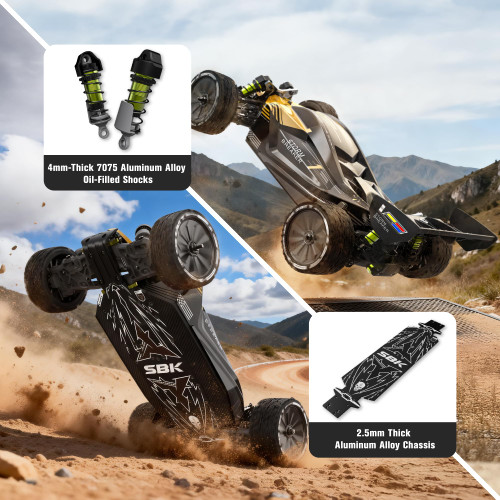 RIAARIO 1/10 Brushless RC Cars, RTR, Beginner, MAX 50+ MPH, Metal Drivetrain, 4WD, Waterproof Electronics, Carbon Fiber, Black, Ages 14+