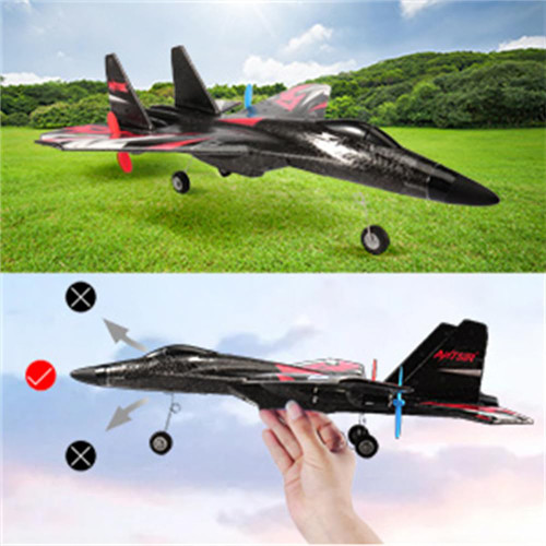 RoofWorld New Upgrade SU27 RC Airplane, Remote Control Fighter Toys, 2.4GHz 6-axis Gyro Stabilizer RTF Glider Aircraft Plane with 2 Batteries Easy to Fly Outdoor Toy for Adults Kids Beginners Boys
