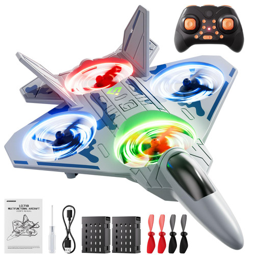 Remote Control Airplane Drone for Kids Ages 4-6-8-10-12, RC Plane Jet Drone with One Key Take Off-Landing, Headless Mode, 360° Flip for Kids Boys Beginners, Outdoor Flying Toys Birthday Gifts for Boys