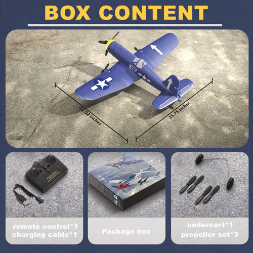 ANBURI RC Plane, F4U Remote Control Airplane, 2.4GHz 3 Channel Fighter with 6 Axis Gyro Stabilizer, Easy to Fly for Adults, Beginners