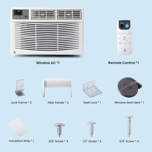 Window AC Unit 115V Cools Up to 350 Sq.Ft, Energy Saving with Remote & App Control & Timer, Perfect for Small Bedroom