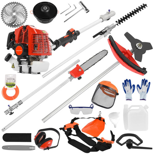 6 in 1 Gas Weed Eater, 52CC 2-Cycle Weed Eater Gas Powered, Gas Weed Wacker, 9500rpm Strong Power & Multi Functional Gas String Trimmer Brush Cutter for Yard & Garden Red
