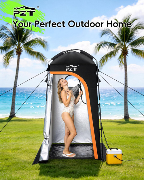 Large Shower Tent, Portable Privacy Tent with Mesh Floor & Carrying Bag, Lightweight & Sturdy,