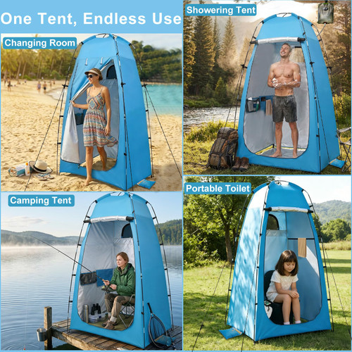 82.7-Inch Tall Shower Tent and Camping Toilet Kit,Easy-Setup Portable Toilet and No