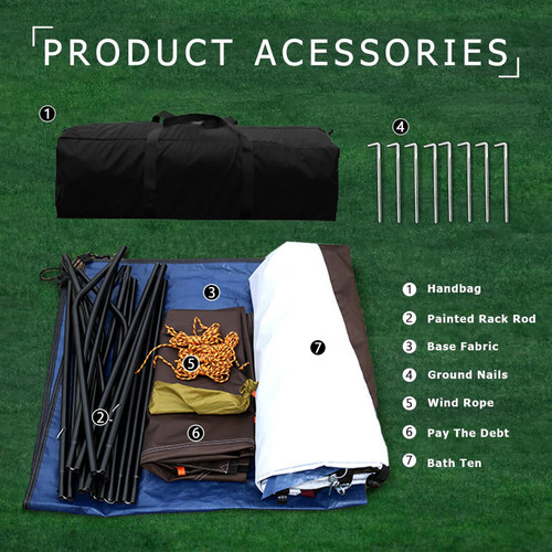 Camping Tent Shower Tent,Outdoor Changing with Built-in Hook,Holds 20 Liters of Water,63