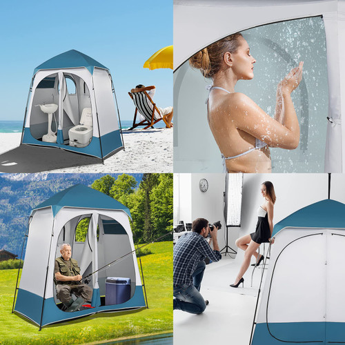 Double Dressing Tent,Oversize 2 Rooms Shower Tent, 7.5 FT Outdoor Pop up Changing