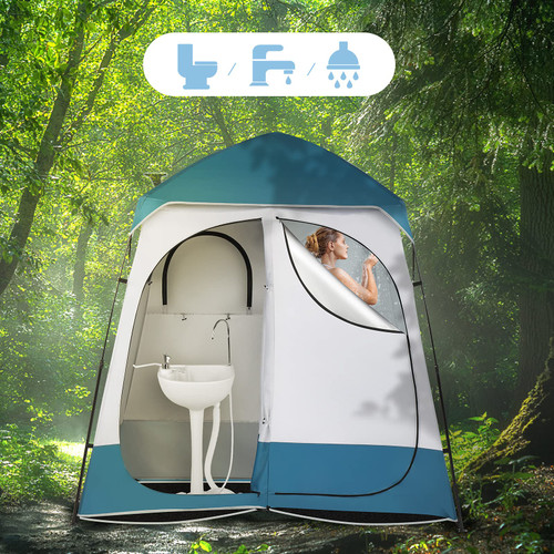 Vasitelan 2 Room Shower Tent, 7.5 FT Instant Pop Up Shelter with Carrying Bag, Privacy