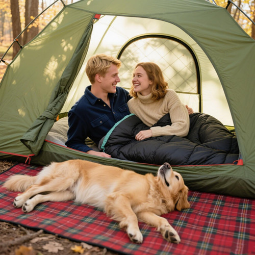 XL Queen Size 2 Person Double Sleeping Bag for Adults, Lightweight Compact with Flannel Liner