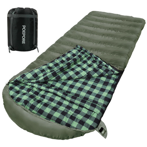 Weather Winter Oversized Sleeping Bag for Adults Camping Zero Degree Big and Tall with Compression Sack