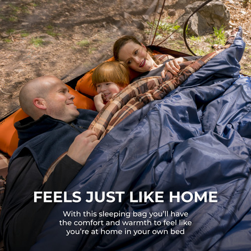 Queen Size Double Sleeping Bag- A Warm Bag The Whole Family can Enjoy – Great for Camping