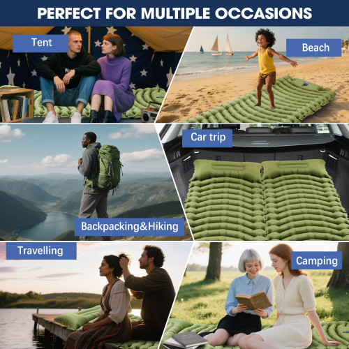 Sleeping Pad for Camping - Ultralight Camping Mattress with Pillow, Built-in Foot