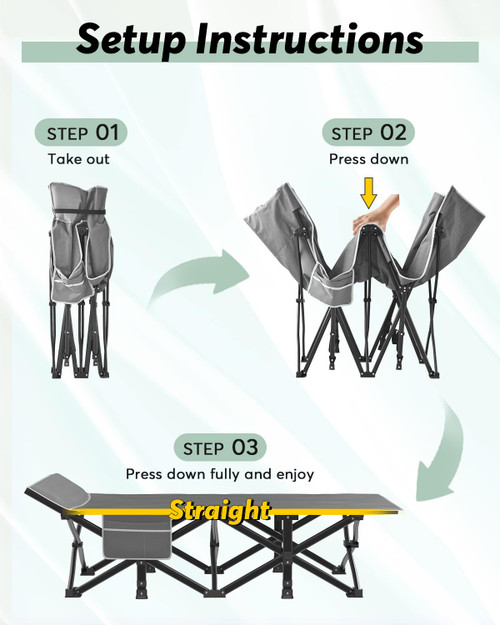 Camping Cot for Adults, Heavy-Duty Portable Cot Bed with Mattress