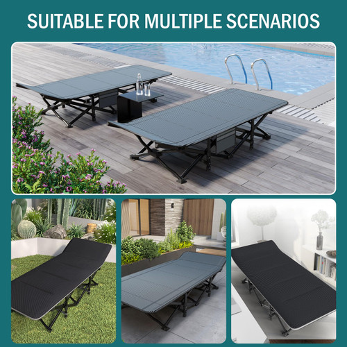 Camping Cot for Adults, Folding Bed with Comfortable Cushion, Tent